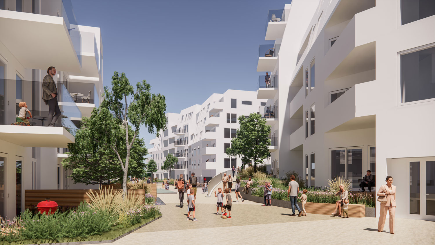 Mennesker som går på et gatetorg